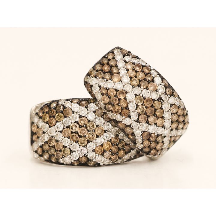 Pair 18k Chocolate Diamond Snake Skin Earrings