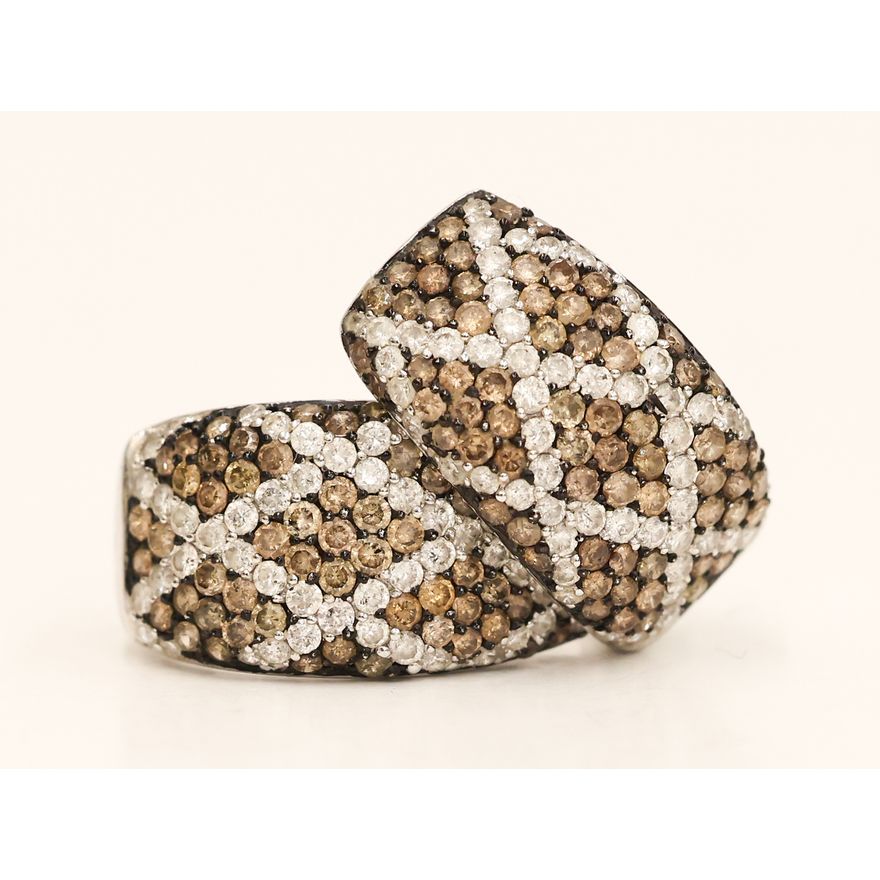 Pair 18k Chocolate Diamond Snake Skin Earrings