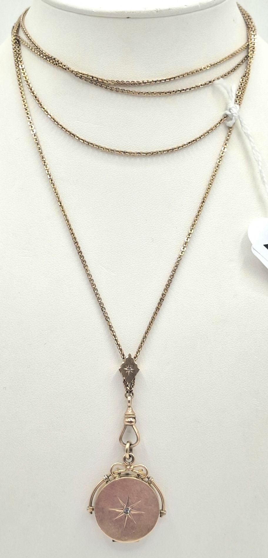 269 · ANTIQUE 9CT GOLD DIAMOND PENDANT WITH CHAIN