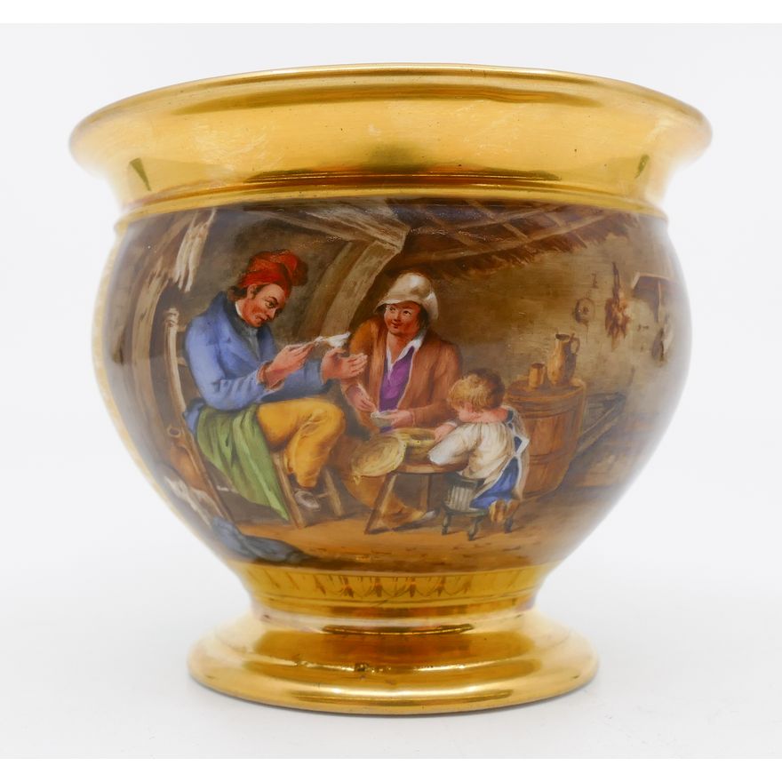 Genre Scene Handpainted Pictorial Porcelain Cup