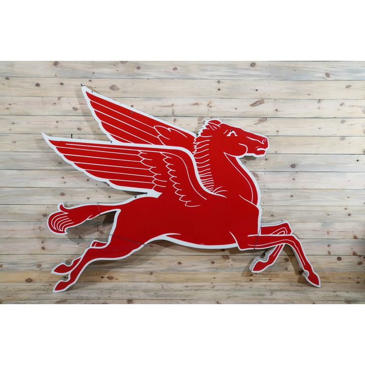 1955 4 Piece Mobil Pegasus Cookie Cutter Single Sided Porcelain Sign TAC 8.9
