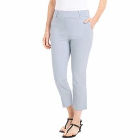 HILARY RADLEY LADIES' PULL ON ANKLE PANTS TUMMY CONTROL LIGHT HEATHER BLUE SZ XXL