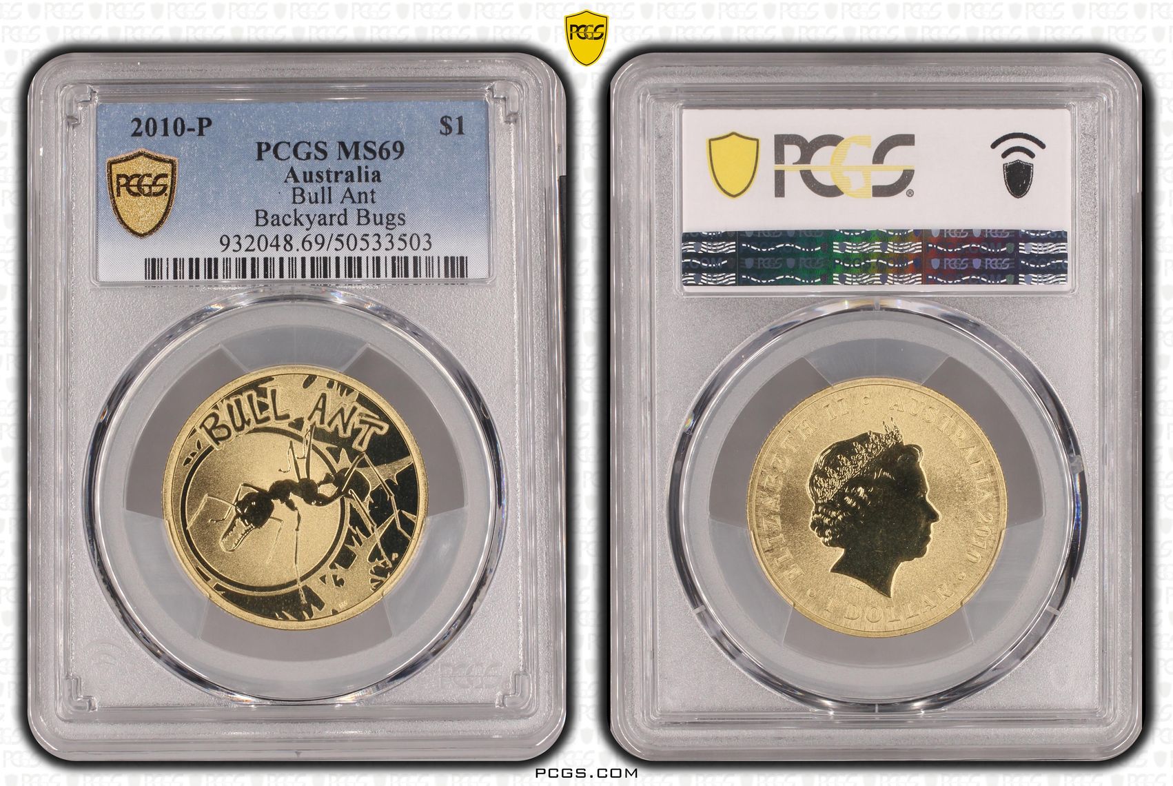 Bull Ant Backyard Bugs, POP 4/0, One Dollar, 2010-P, PCGS MS69