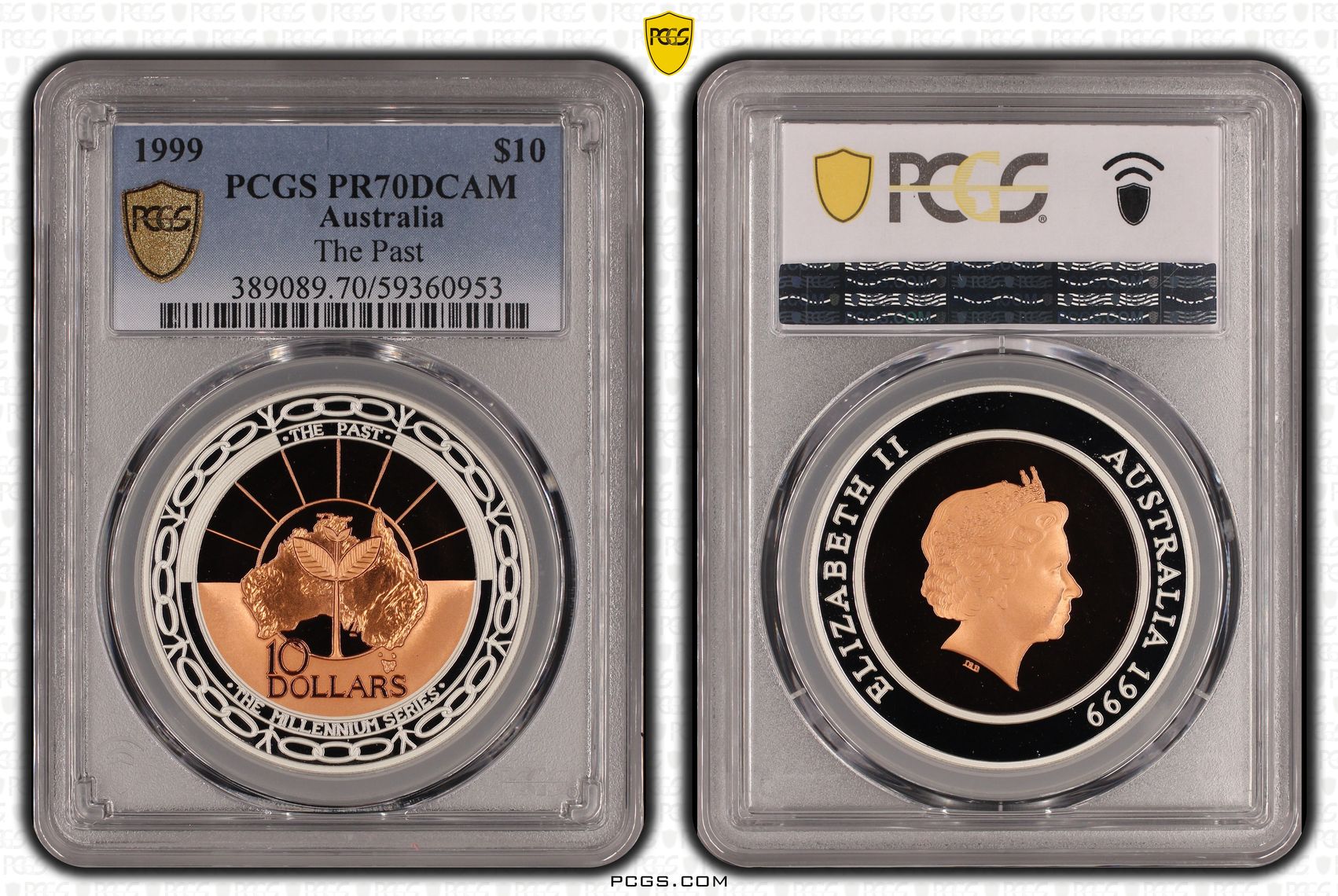Elizabeth II, Millennium - The Past KM-423 Bi-Metallic, Ten Dollar, 1999, PCGS PR70DCAM