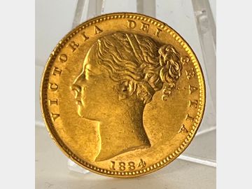 1884 VICTORIA YOUNG HEAD MELBOURNE MINT SHIELD GOLD SOVEREIGN