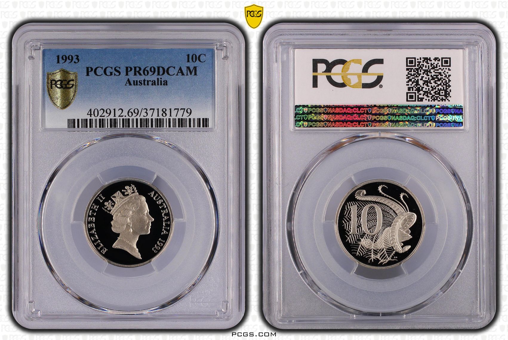 , Ten Cent, 1993, Pcgs Pr69dcam
