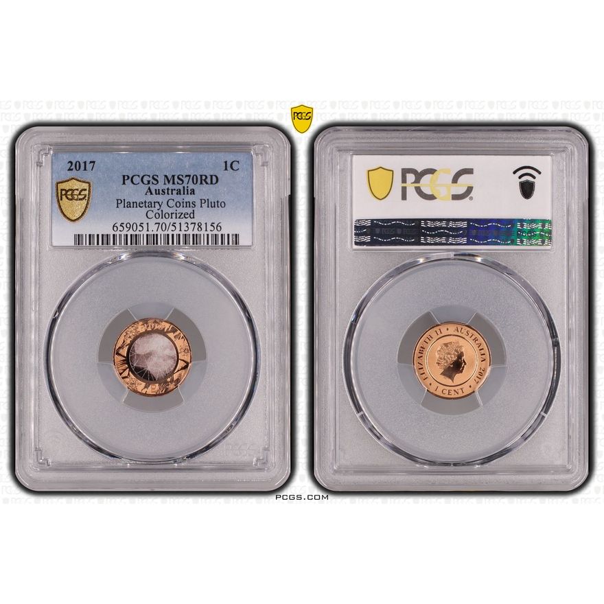 Planetary Coins Pluto Colorized, 1C, 2017, PCGS MS70RD
