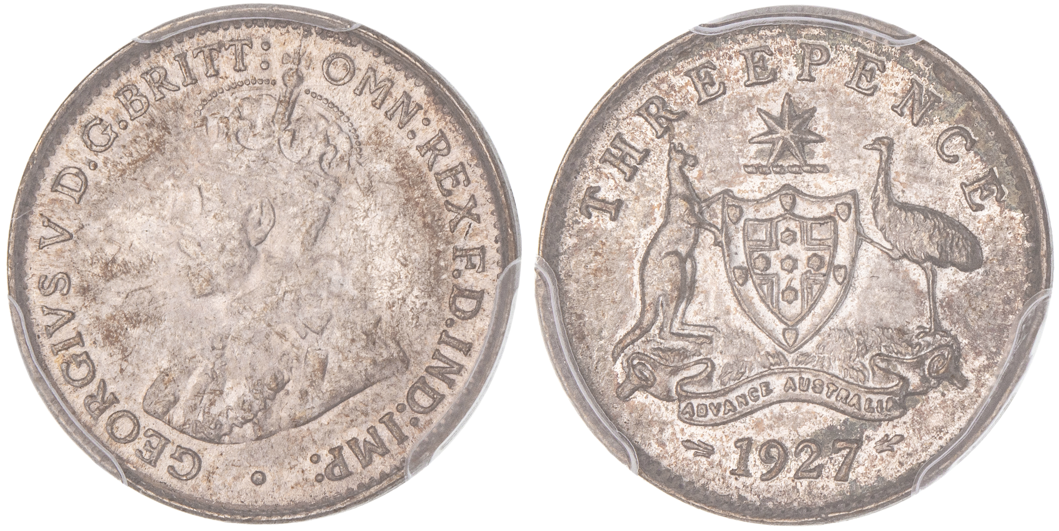George V, Threepence, 1927, PCGS MS 64
