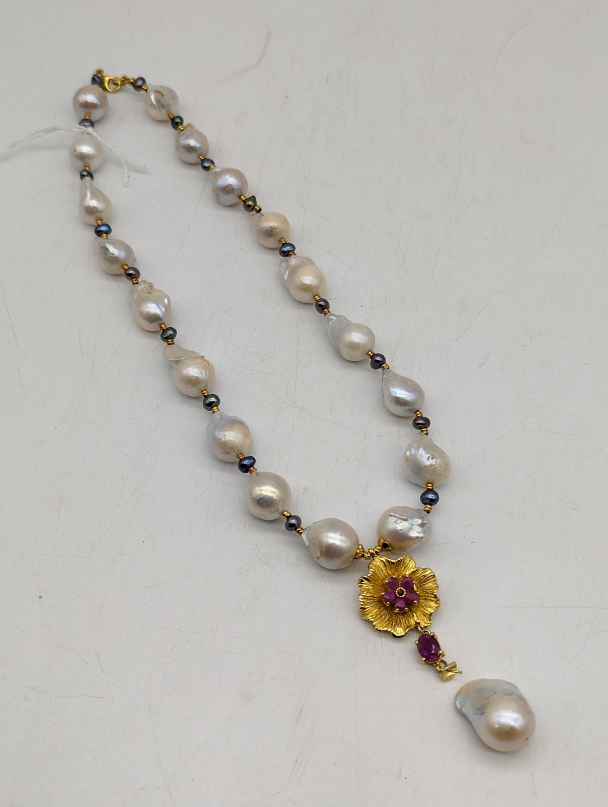 GILDED STERLING SILVER PEARL NECKLACE | Small and Whitfield