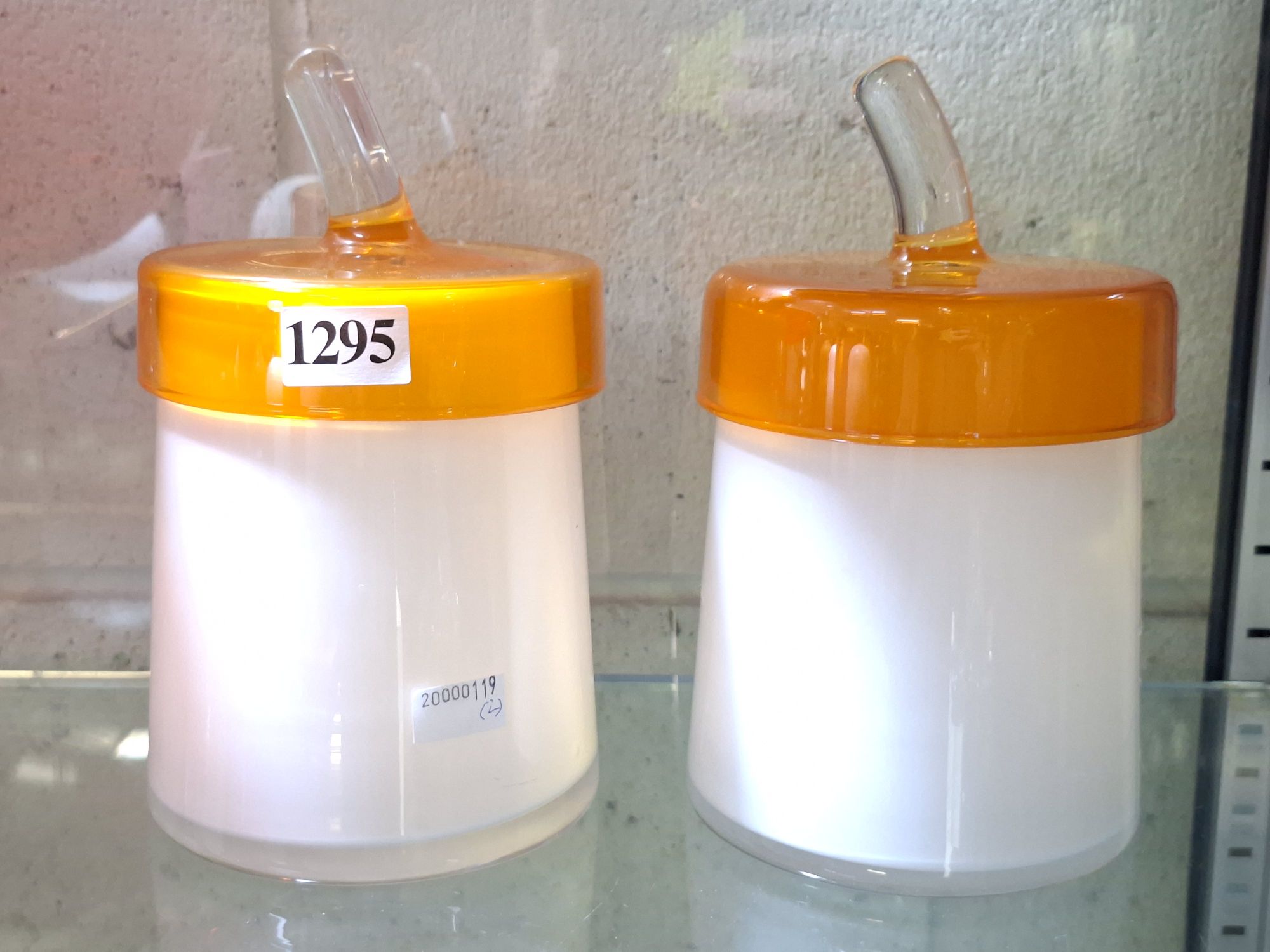 A Pair Of Art Glass Kitchen Canister