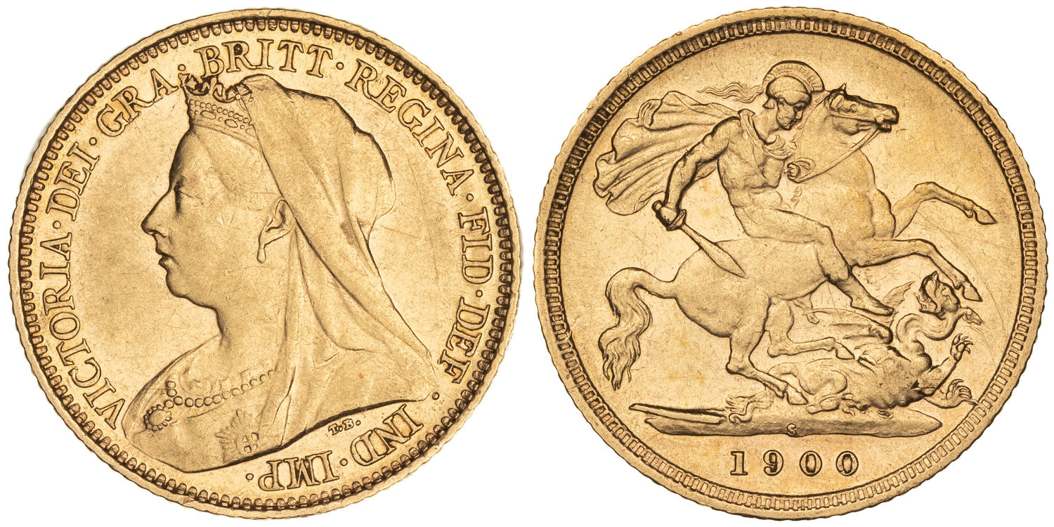 Victoria, St George Reverse, Half Sovereign, 1900-S, VF