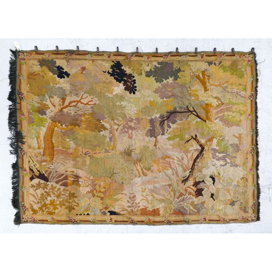 Antique French Forest Scene Hanging Tapestry- 5'x7'
