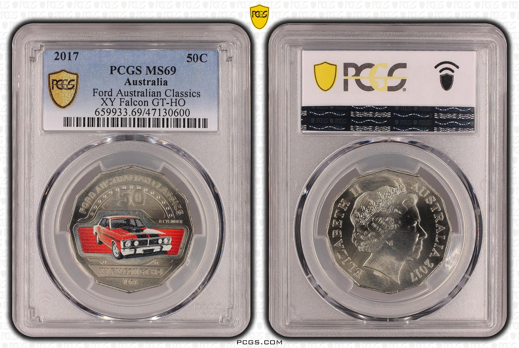Elizabeth II, Ford Australian Classics - XY Falcon GT-HO, Fifty Cent, 2017, PCGS MS69