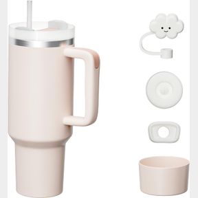 KISSKIND 40 OZ TUMBLER WITH HANDLE AND STRAW LID LEAK-PROOF SILICONE BOOT STRAW COVER CAP TRAVEL COFFEE MUG STAINLESS STEEL WATER