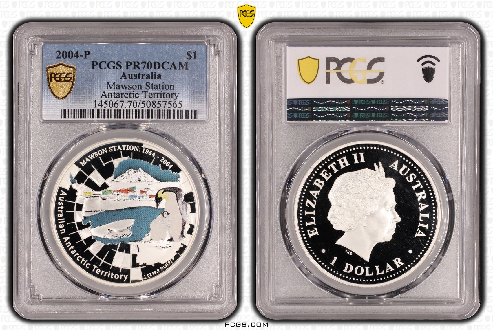 Mawson Station - Antarctic Territory POP 6/0, One Dollar, 2004-P, PCGS PR70DCAM