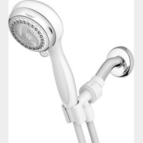 WATERPIK 6-MODE HAND HELD SHOWER HEAD, POWER SPRAY WITH 5-FOOT HOSE, CLASSIC WHITE FINISH, DIY EASY INSTALLATION, NVL-651E