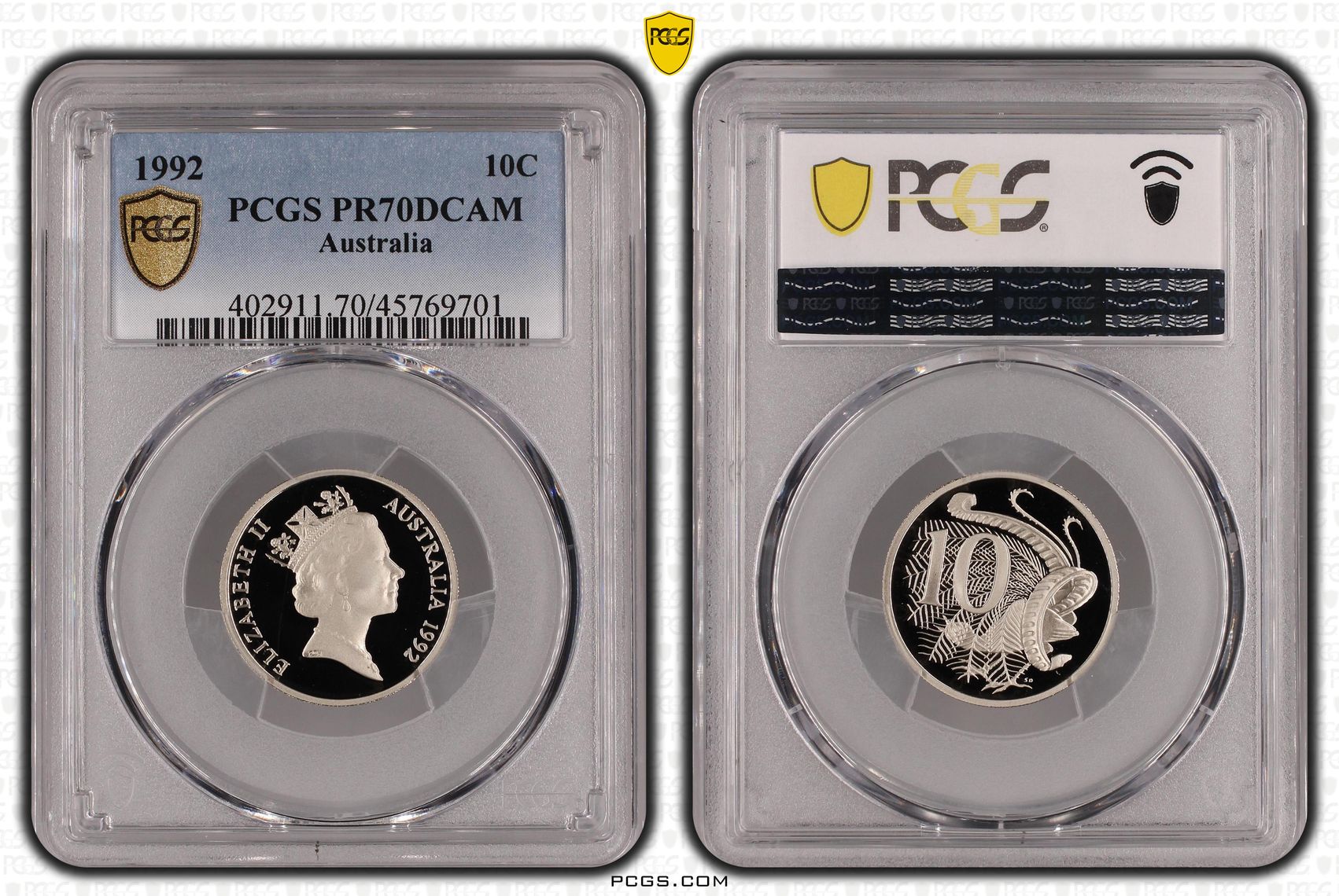 Elizabeth II, Ten Cent, 1992, PCGS PR70DCAM