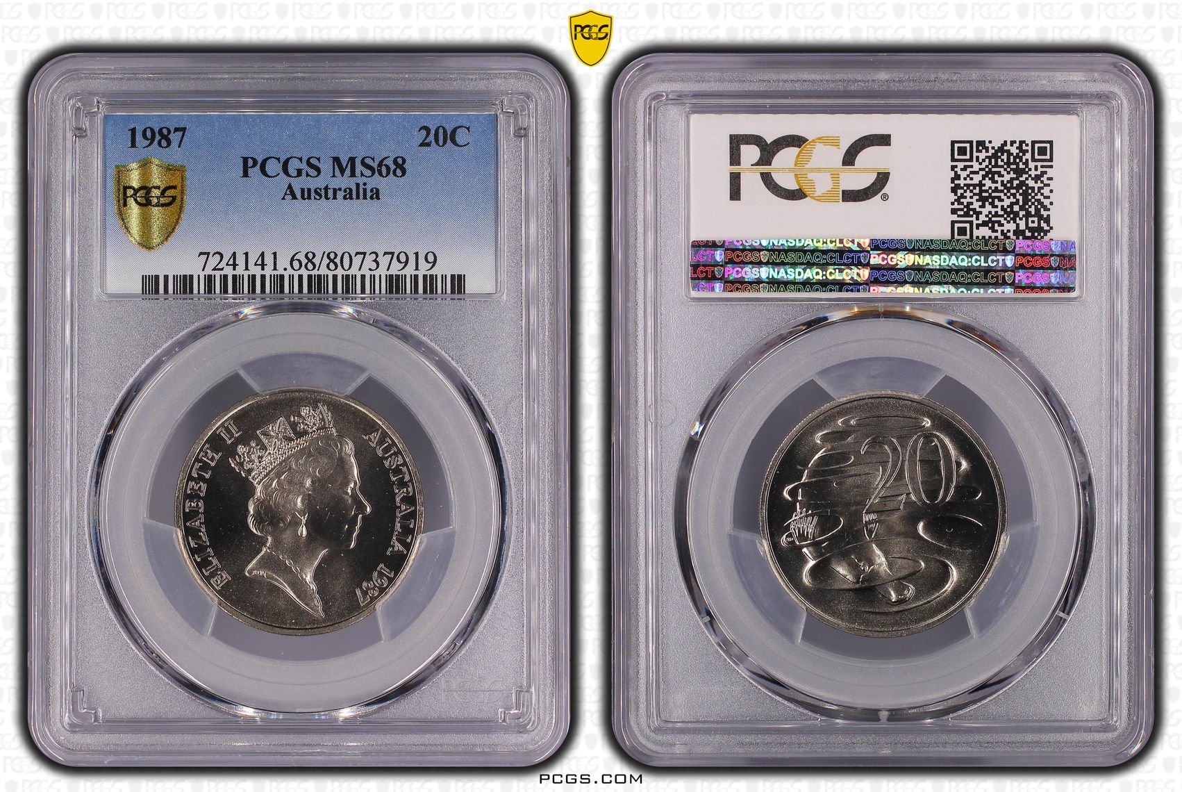 Twenty Cent, 1987, PCGS MS68