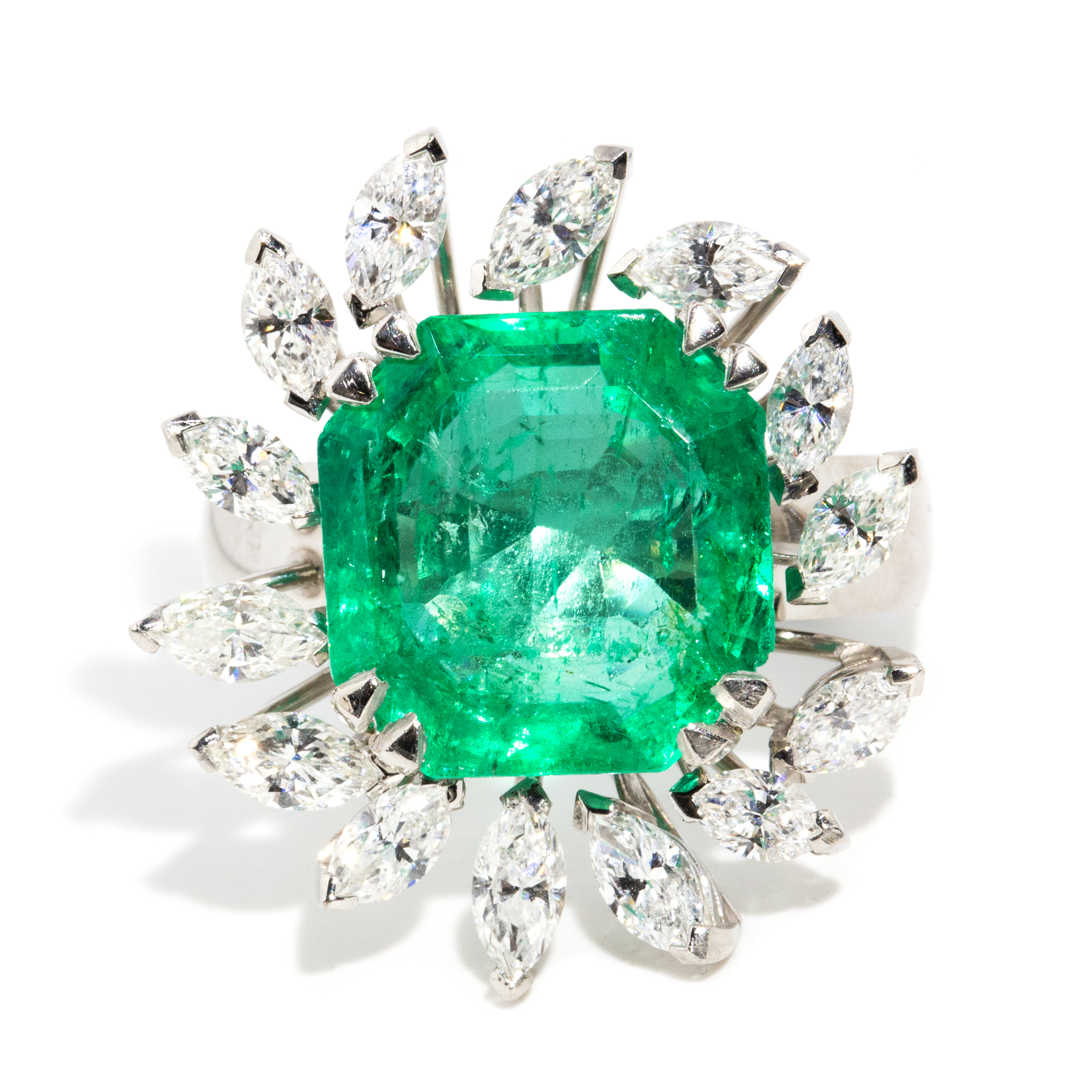 209 · 12.64 Carat Emerald & 2.51 Carat Diamond Platinum Ring