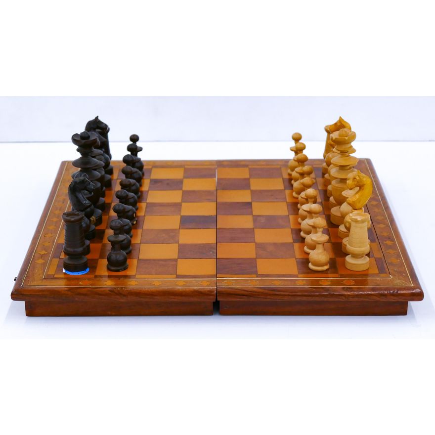 Middle Eastern Inlaid Wood Chess Set 12''x12''