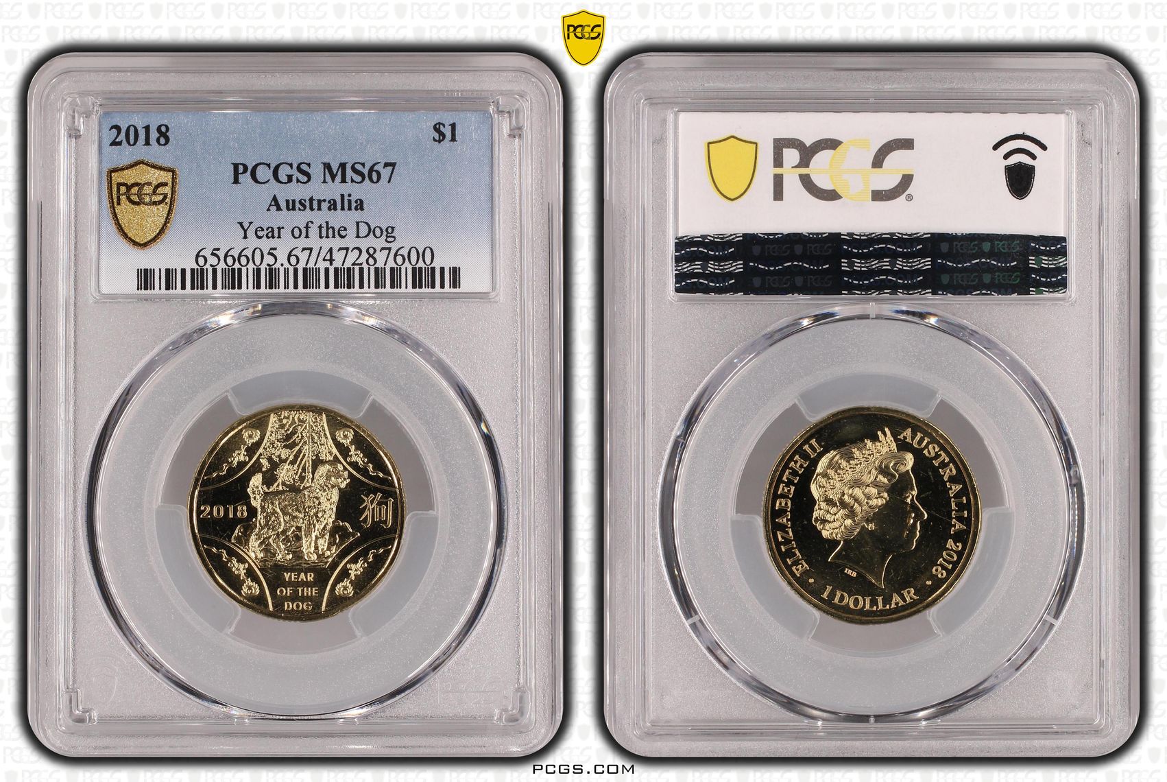 Elizabeth II, Year of the Dog, One Dollar, 2018, PCGS MS67