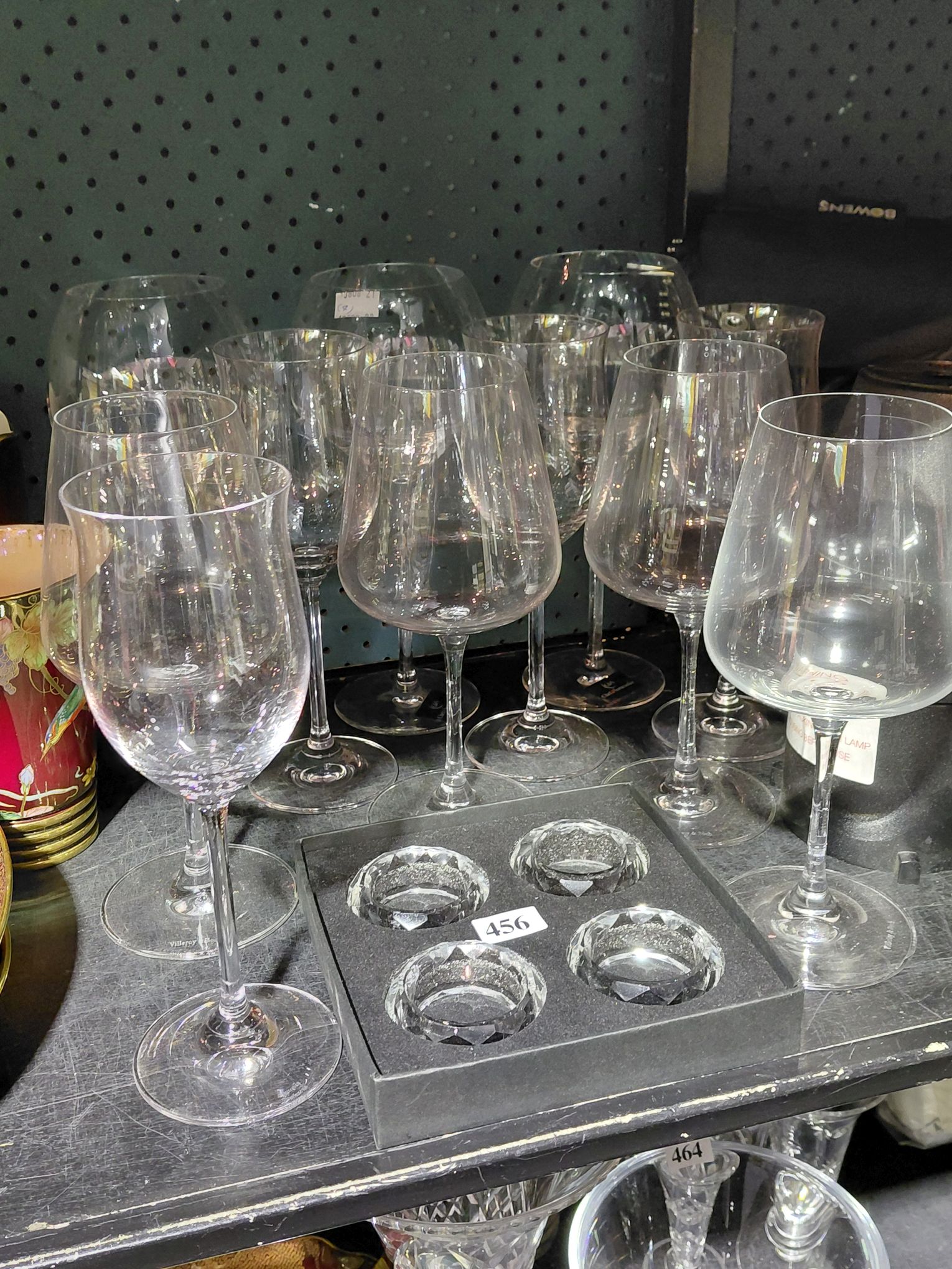 456 · CRYSTAL STEM WARE AND NAPKIN RINGS