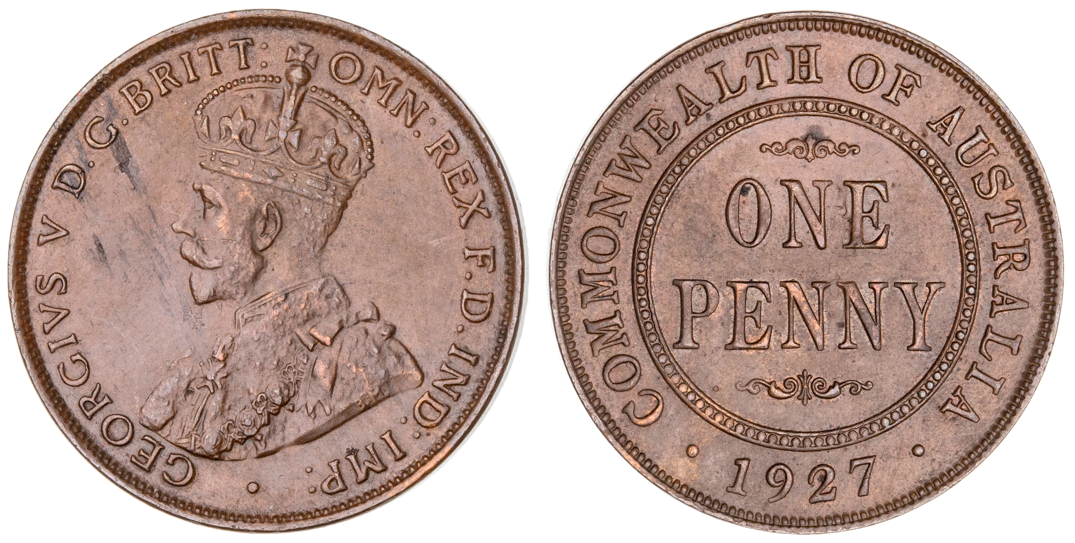 George V, Penny, 1927, UNC
