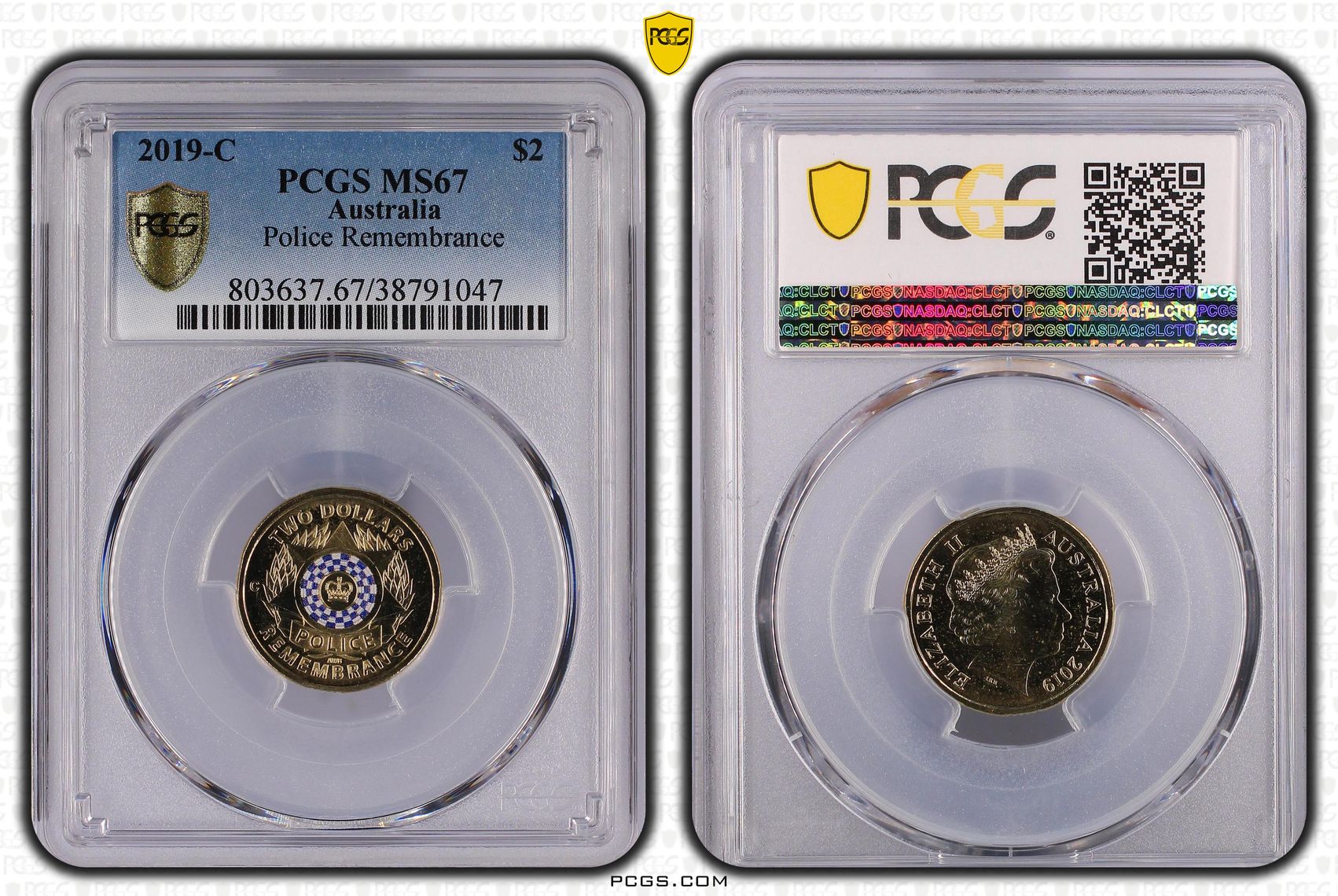 2019-C Australia Two Dollar, $2 Police Remembrance PCGS - MS67 -047