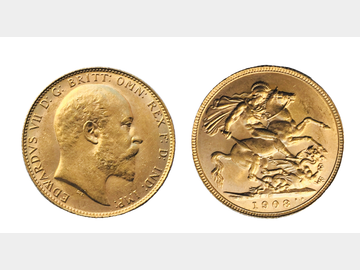 1908 King Edward VII Perth Mint Gold Sovereign.