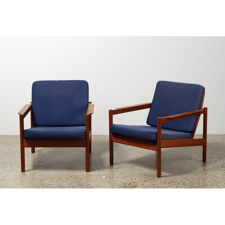 Borge Jensen and Sonner for Magnus Olsen - Pair of solid teak armchairs, 1950s