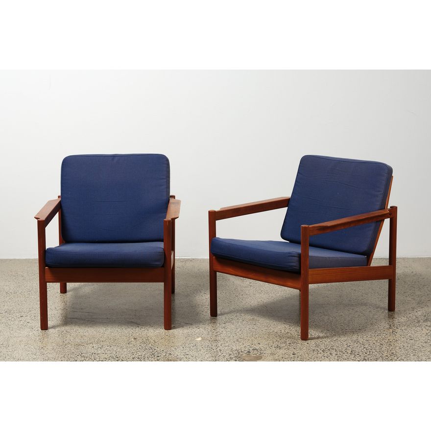 Borge Jensen and Sonner for Magnus Olsen - Pair of solid teak armchairs, 1950s