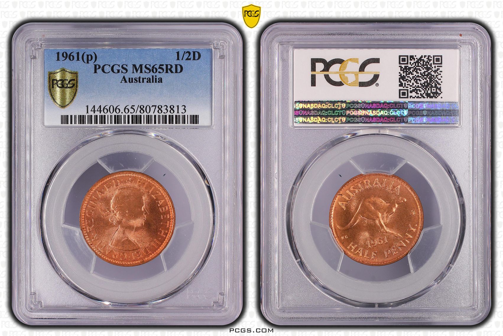 1961(p) Australia Half Penny PCGS - MS65RD -813