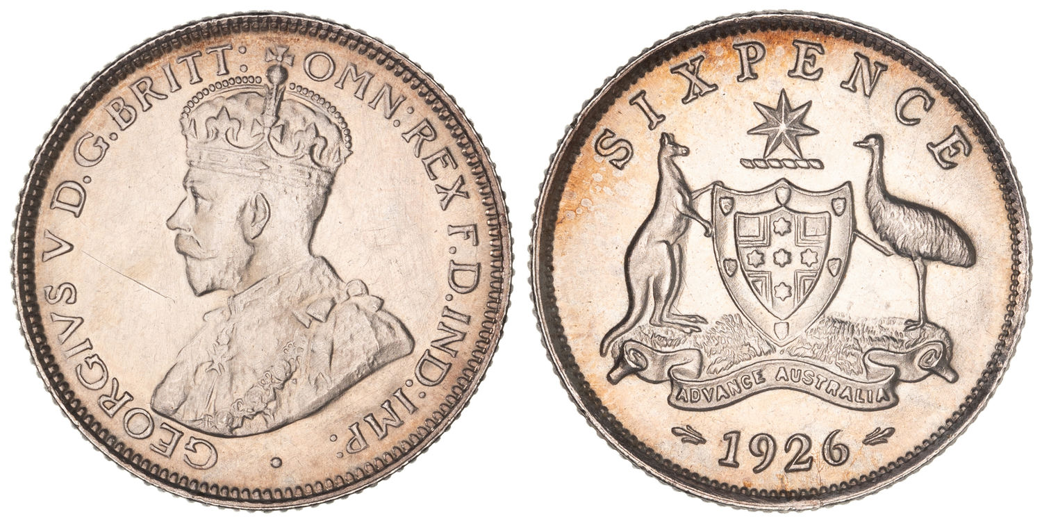George V, Sixpence, 1926, UNC