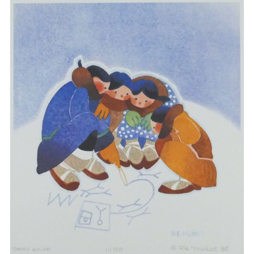 Rie Munoz "Story Knife" 1985 Signed Print 11.25" x 10" Sheet.