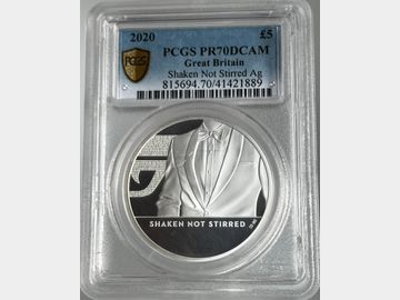 2020 JAMES BOND SHAKEN NOT STIRRED SILVER PROOF 5 POUND PR70 DCAM