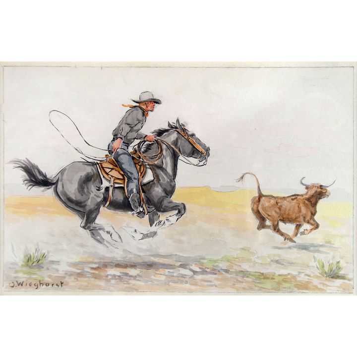 Goin' to Catch Me One by Olaf Wieghorst (1899-1988)