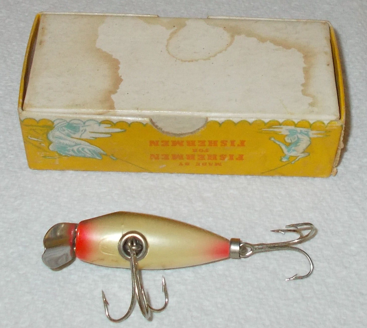 Vintage Wood Mfg Co. Red Head Midget Dipsy Doodle Lure In Box For Sale