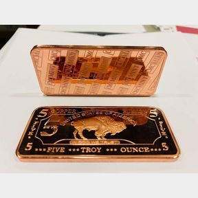 (2) 5 OZ FIVE TROY OUNCE USA AMERICAN BUFFALO .999 FINE COPPER BULLION BAR INGOT CU ELEMENT**