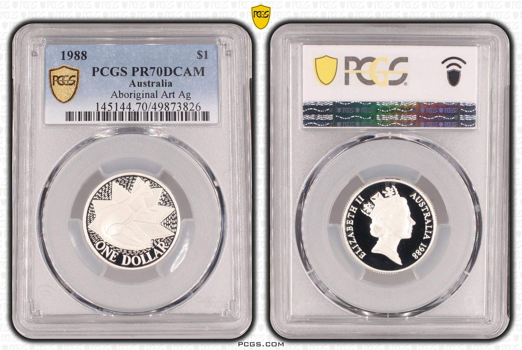 Aboriginal Art Ag, One Dollar, 1988, PCGS PR70DCAM