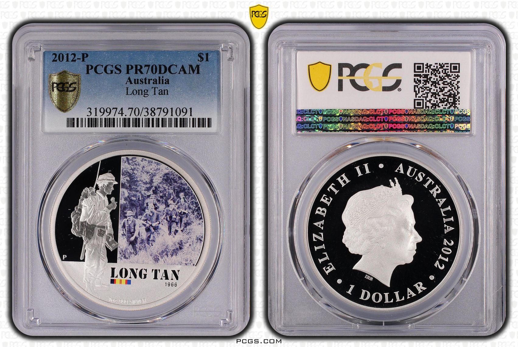 2012-P Australia One Dollar, $1 Proof Long Tan PCGS - PR70DCAM POP 2/0 -091