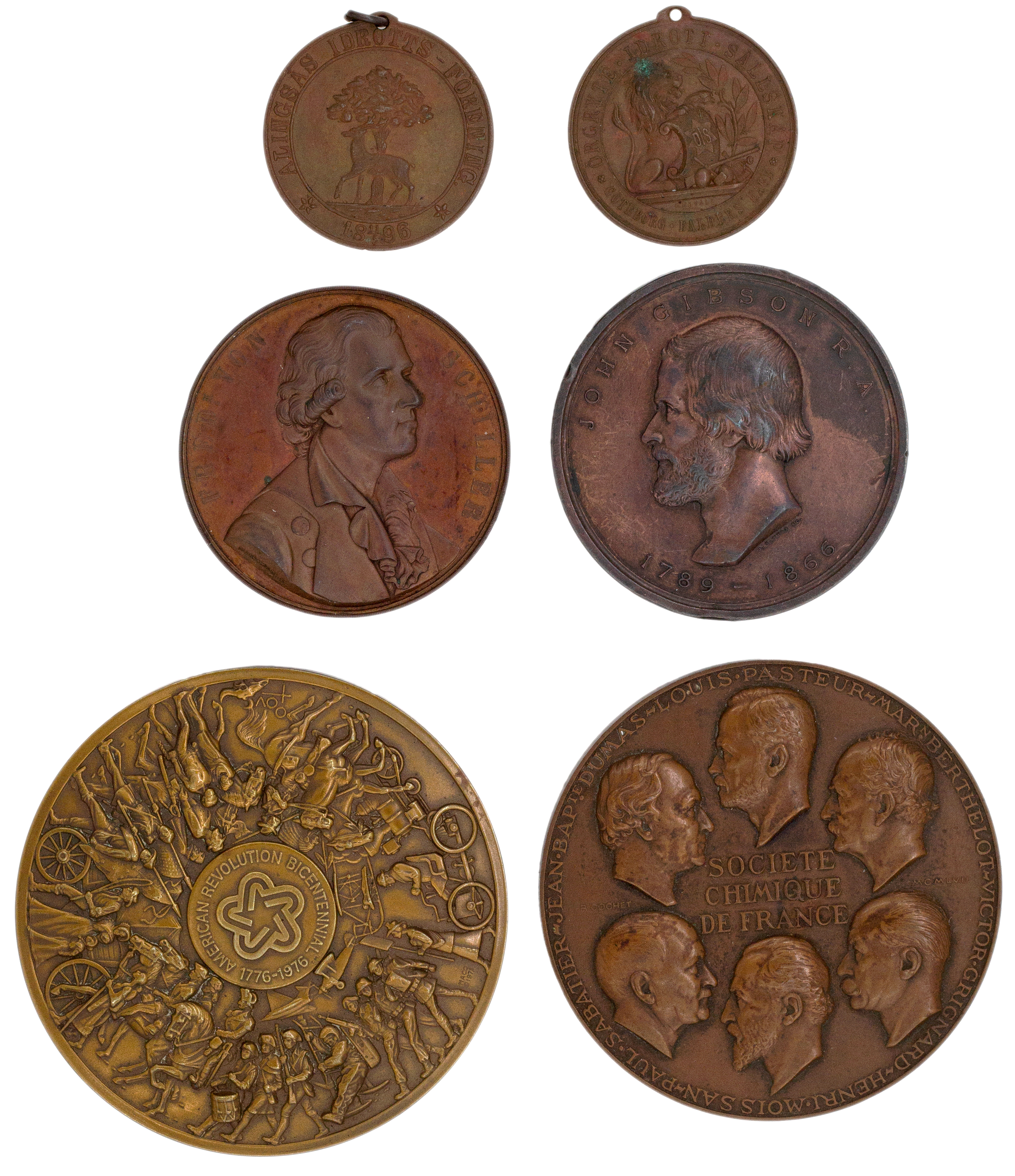 World, Group, Bronze Commemorative Medallions, VF