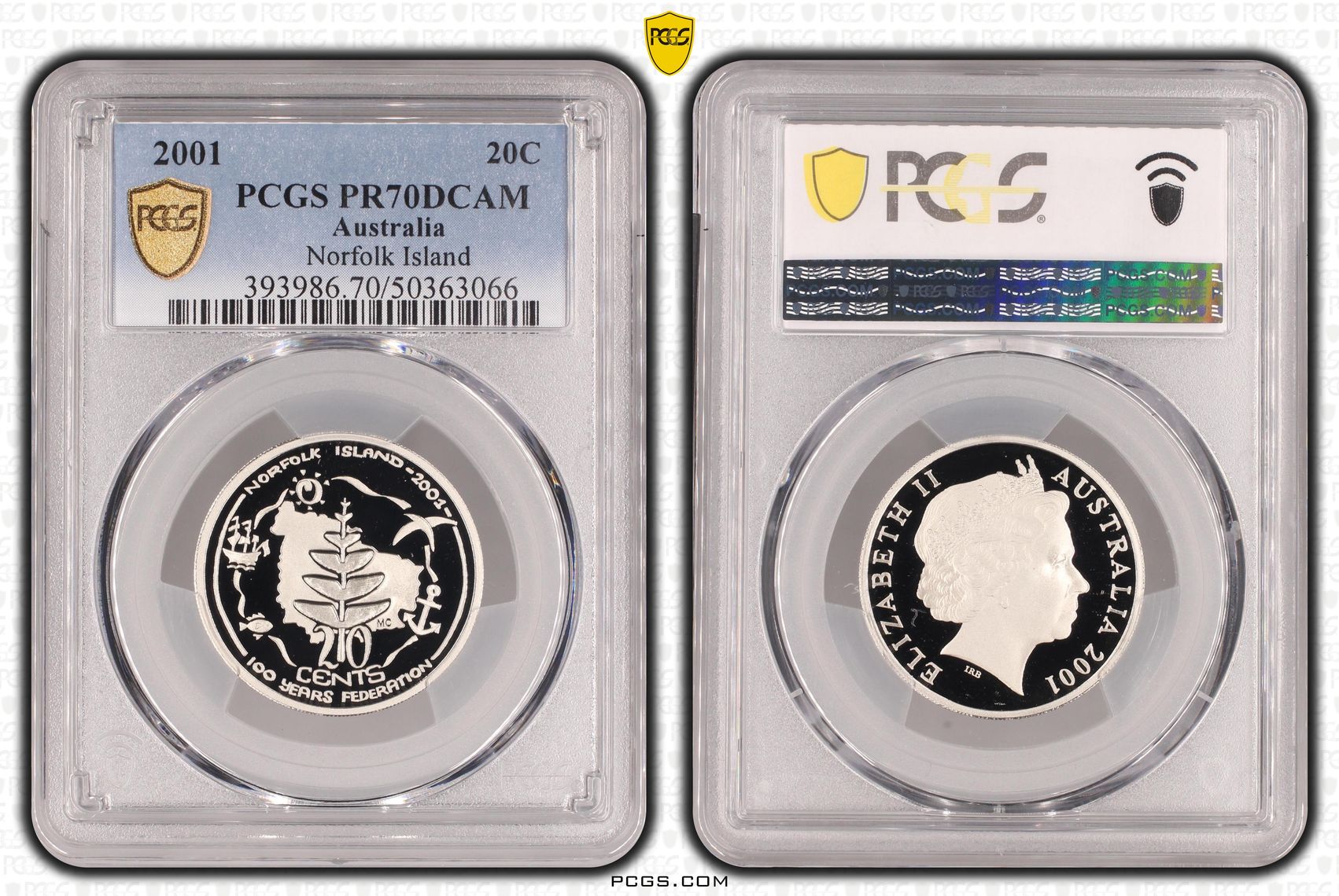 Norfolk Island, Twenty Cent, 2001, PCGS PR70DCAM
