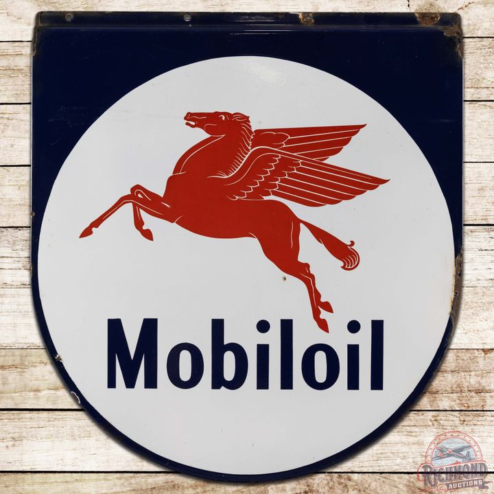 Mobiloil Service Station SS Porcelain Sign w/ Pegasus