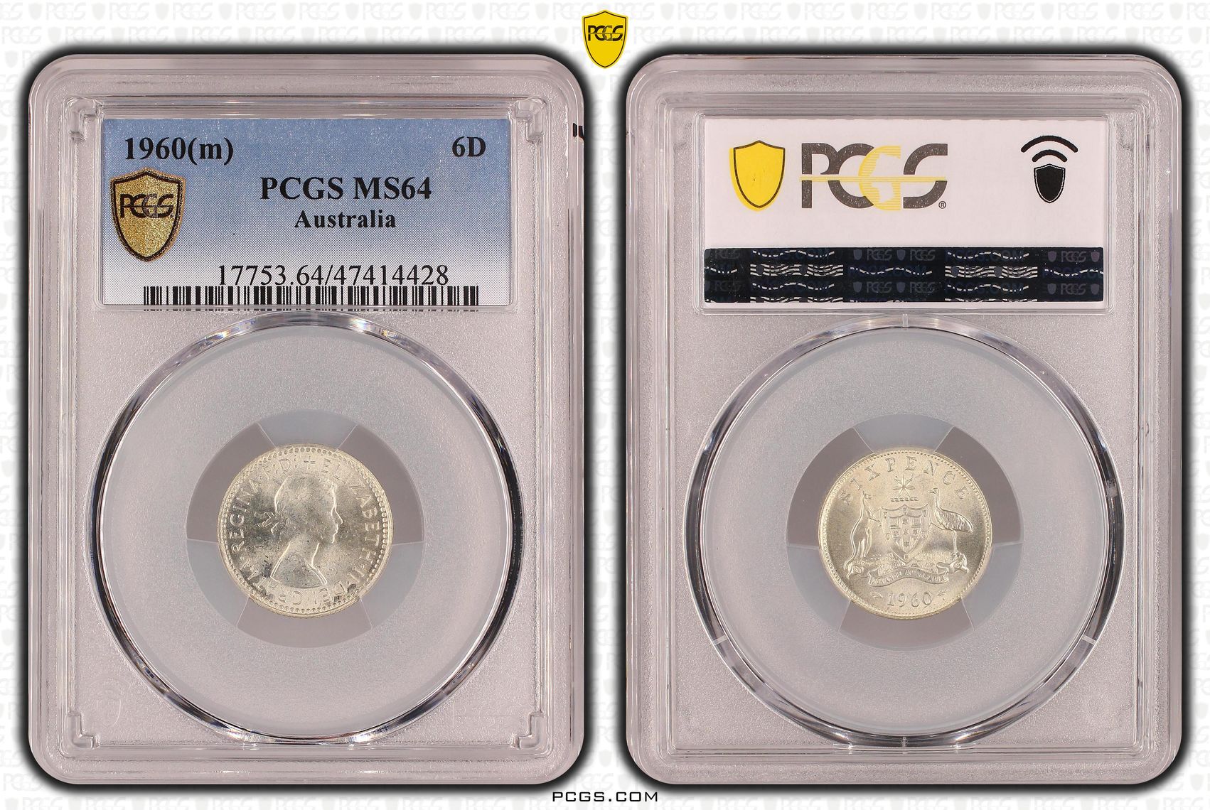 Sixpence, 1960(m), PCGS MS 64