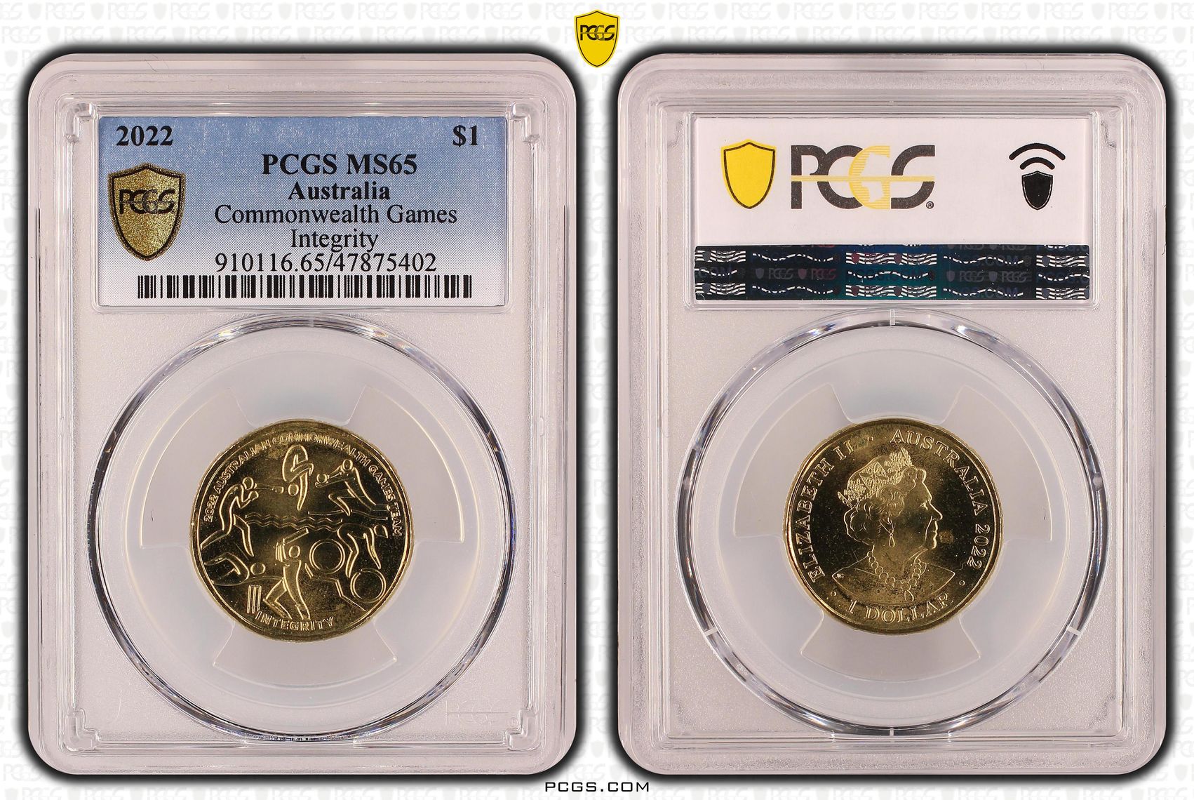 Commonwealth Games -Integrity , One Dollar, 2022, PCGS MS65