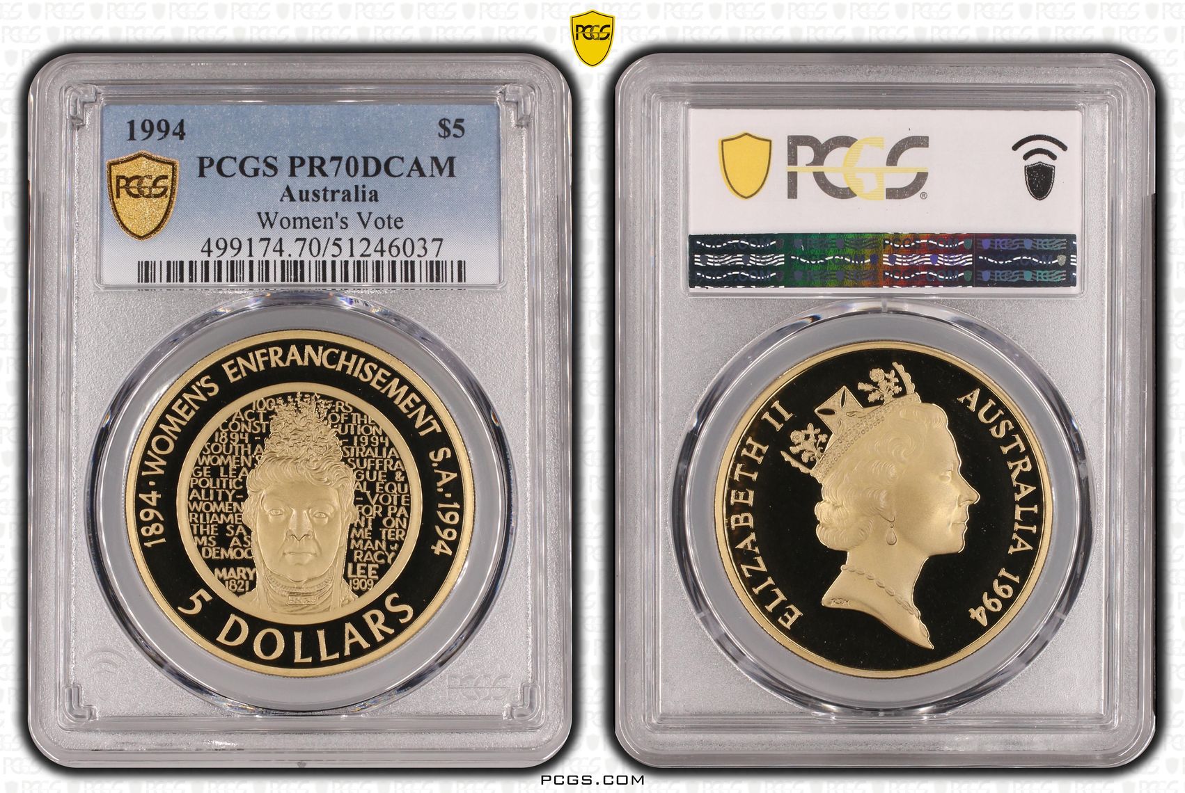 Women's Vote, Five Dollar, 1994, PCGS PR70DCAM