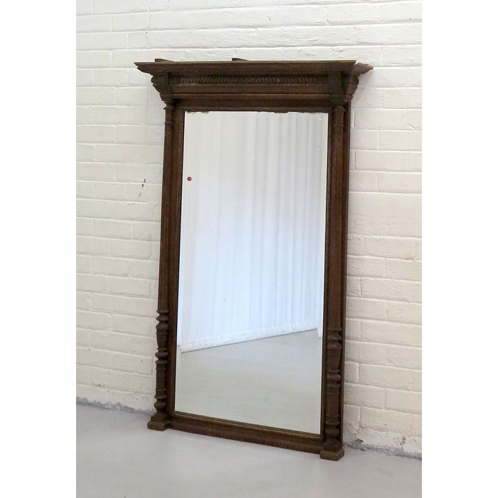 CARVED OAK OVERMANTLE MIRROR