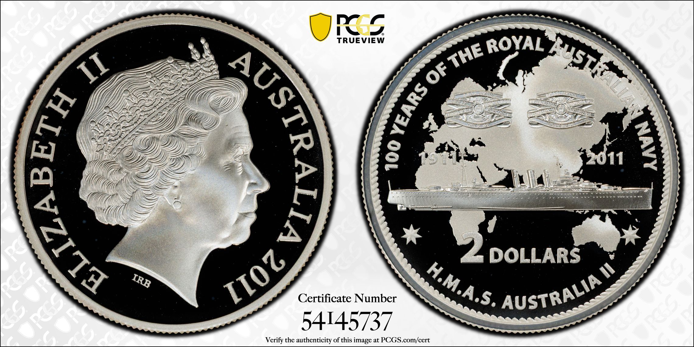 H.M.A.S. Australia II, Two Dollar, 2011, PCGS PR69DCAM