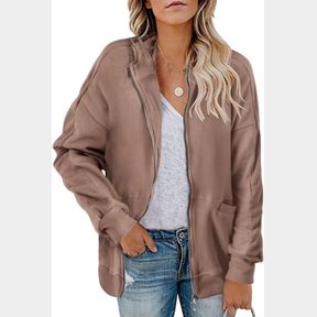 WOMENS WAFFLE KNIT JACKET WOMENS OVERSIZED HOODIE COTTON ZIP UP HOODIE OVERSIZED FALL JACKET WITH POCKET SHACKET TOPS (B COFFEE M)