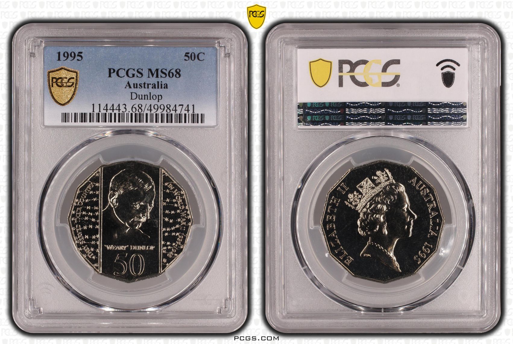 Dunlop, Fifty Cent, 1995, PCGS MS68